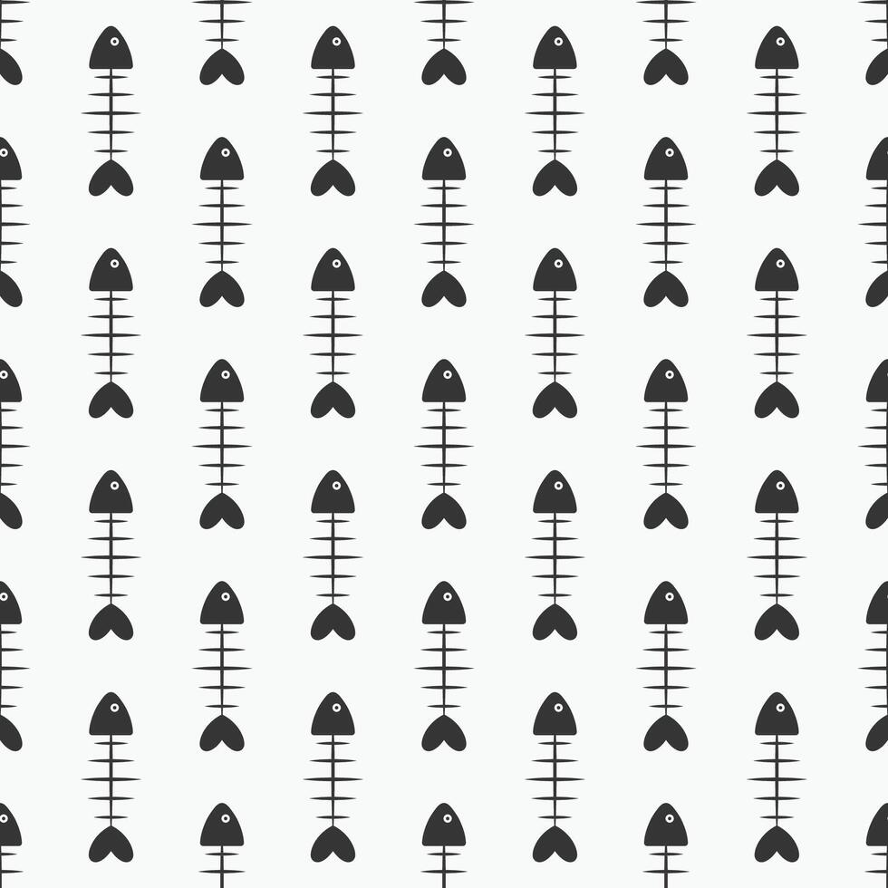 seamless fish bones pattern. Creative funky repeatable background. Black and white design. Textile cartoon endless print vector