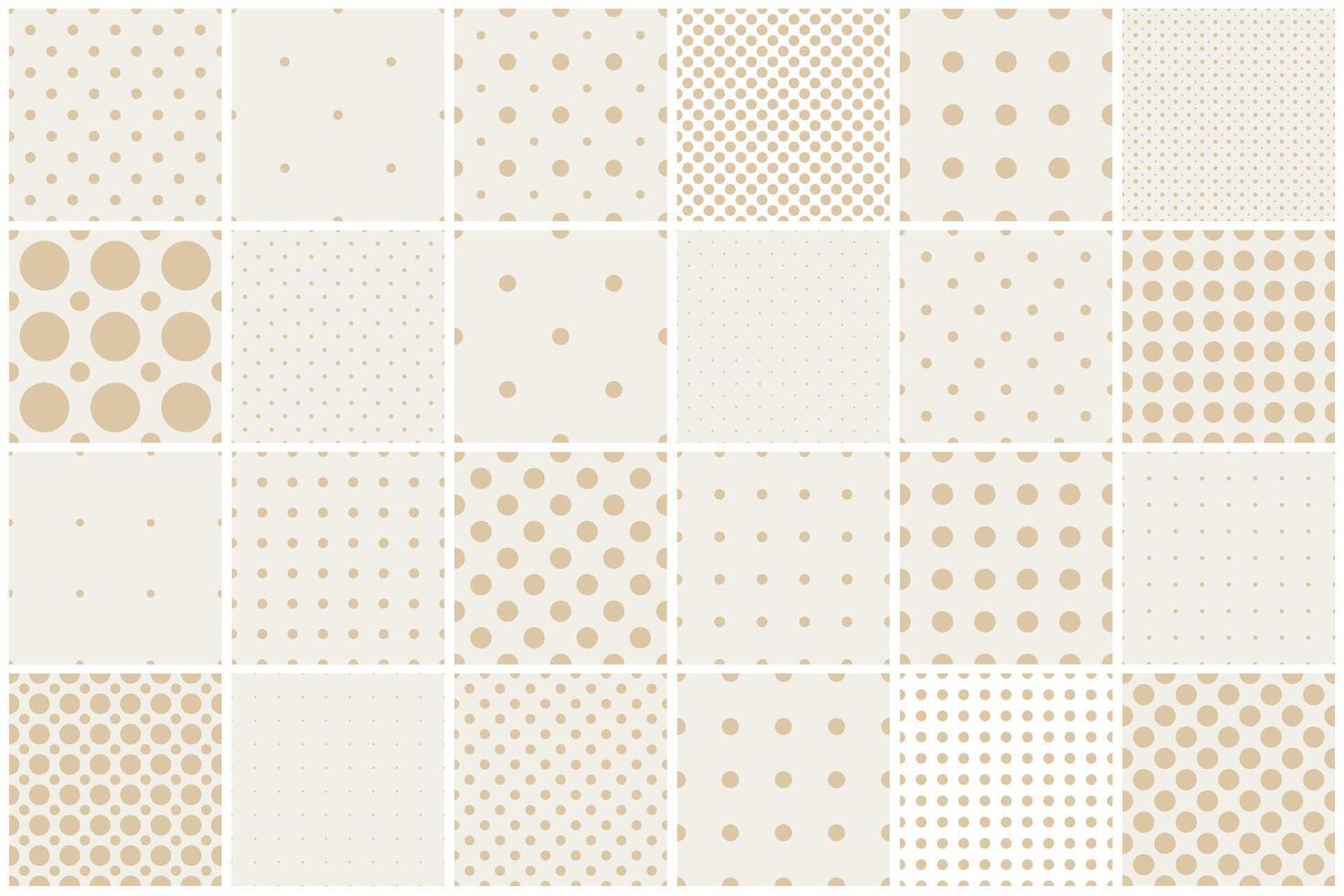 Collection of seamless dotted geometric patterns. Simple elegant spotted textures - repeatable minimalistic beige backgrounds. Textile endless polka dot prints vector