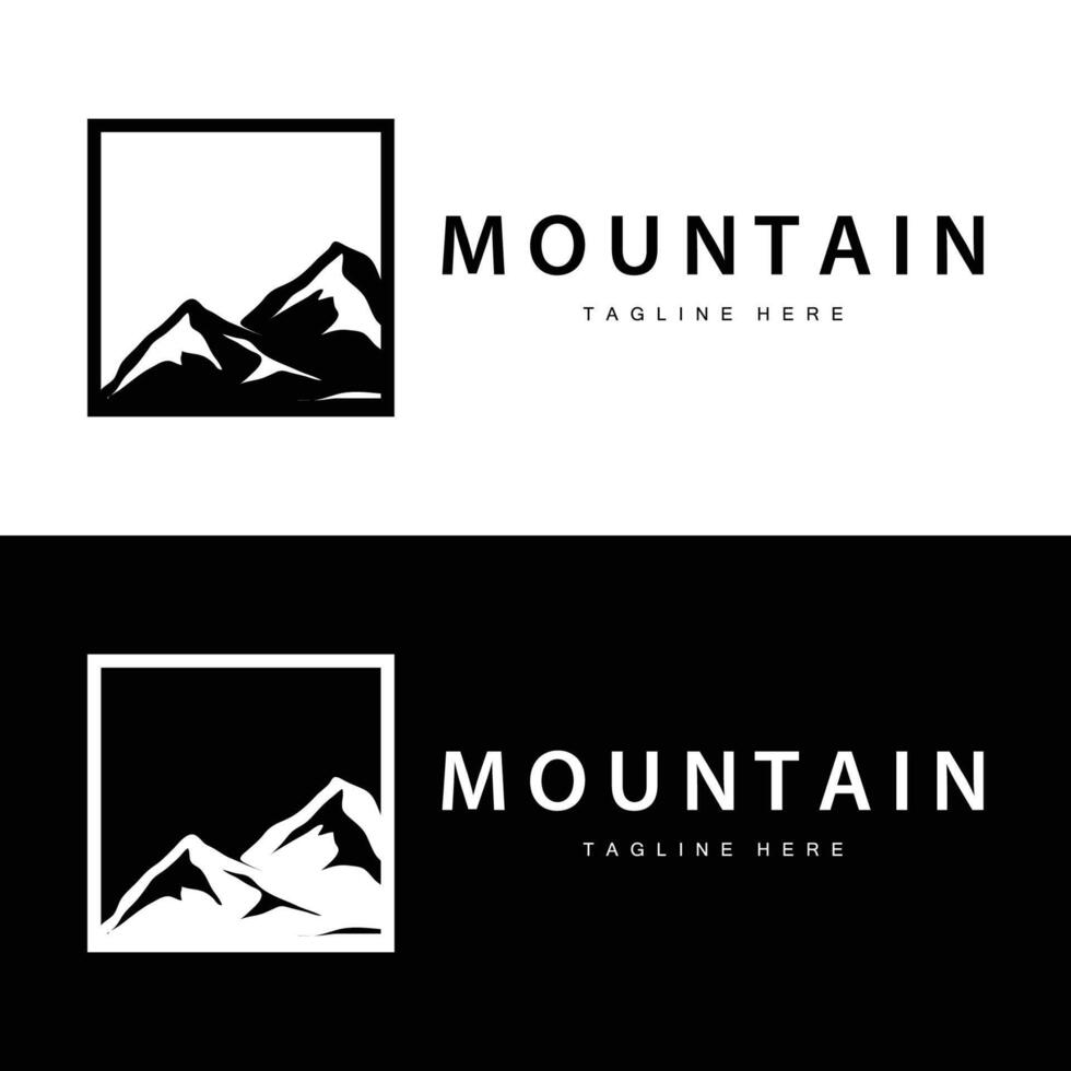 Mountain Logo, Mountain Adventure with Silhouette Model in Simple Modern Style Design for Company and Product Brand vector