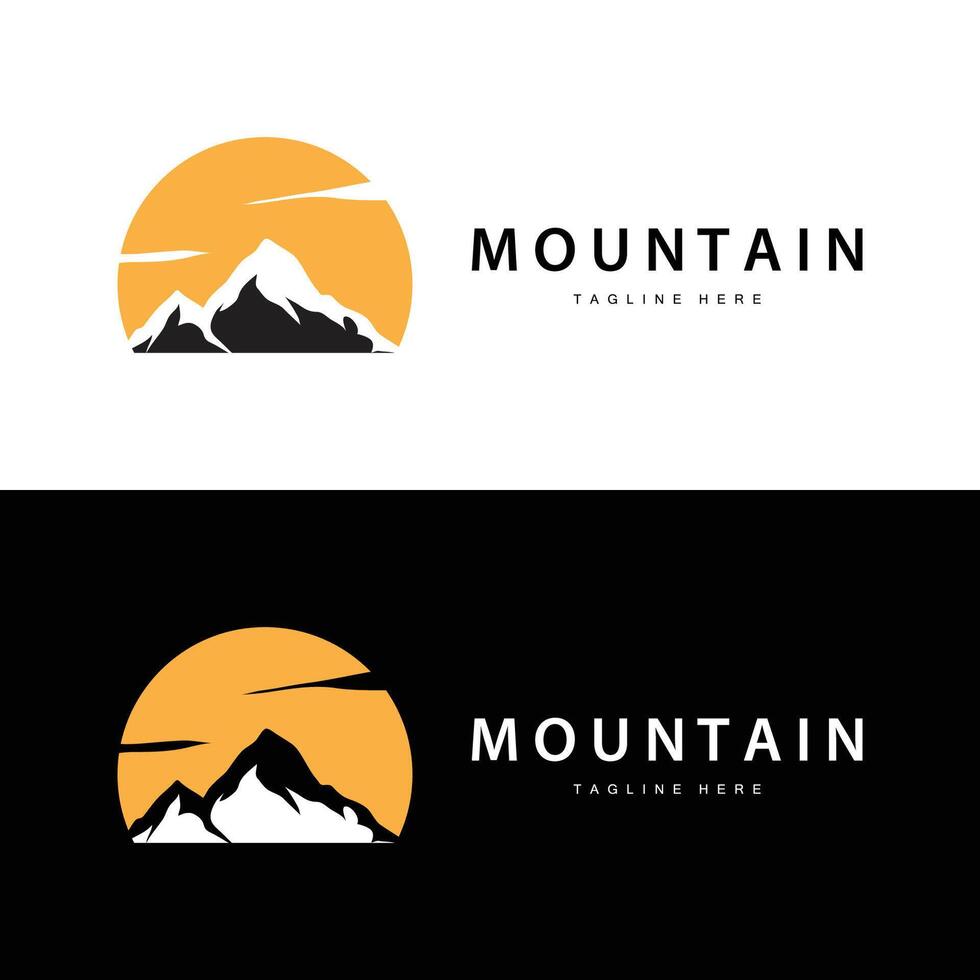 Mountain Logo, Mountain Adventure with Silhouette Model in Simple Modern Style Design for Company and Product Brand vector