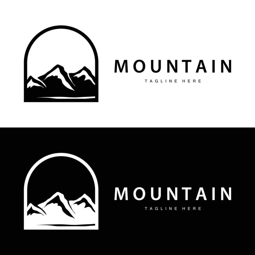 Mountain Logo, Mountain Adventure with Silhouette Model in Simple Modern Style Design for Company and Product Brand vector