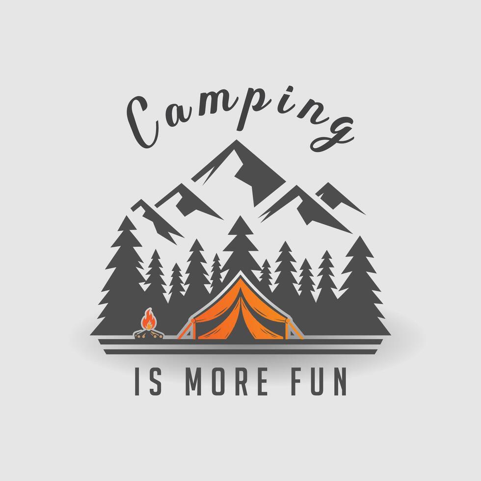 Camping in mountain. Adventure summer camping illustration. vector