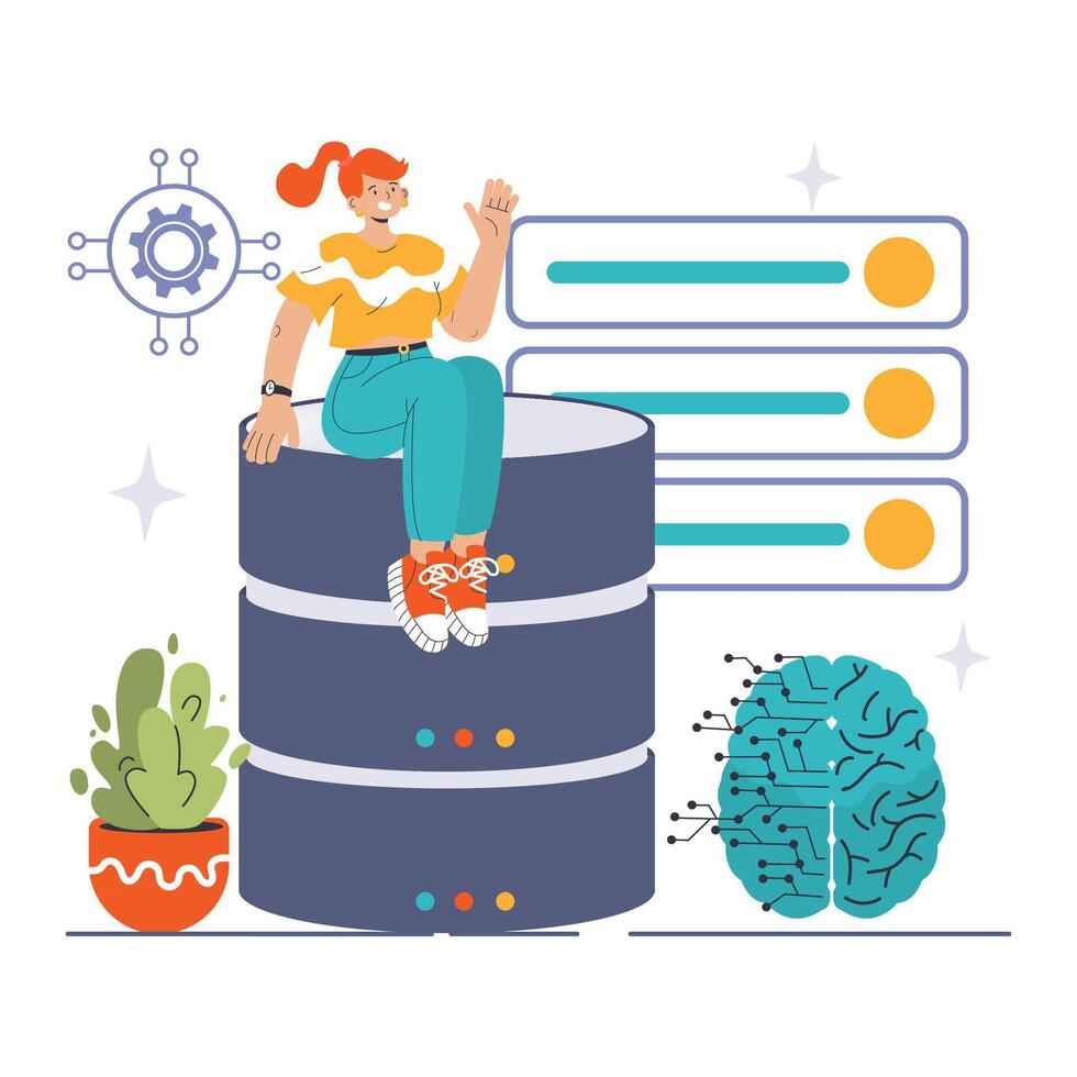 Deep Learning concept. Flat illustration vector