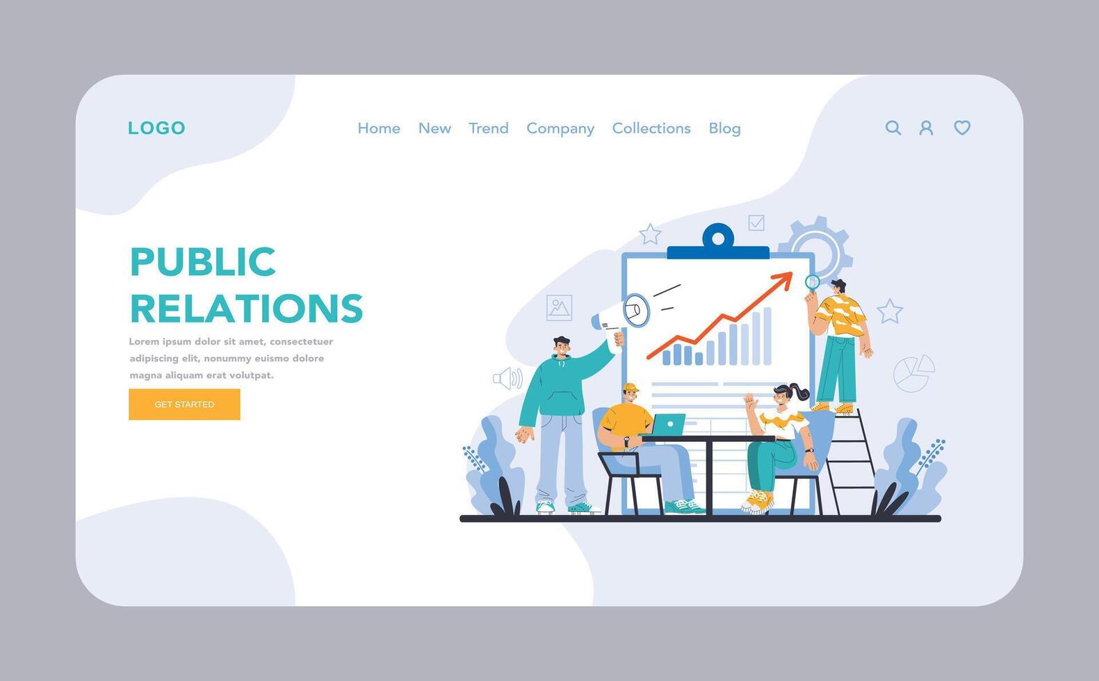 Reputation management web or landing. Building relationship vector