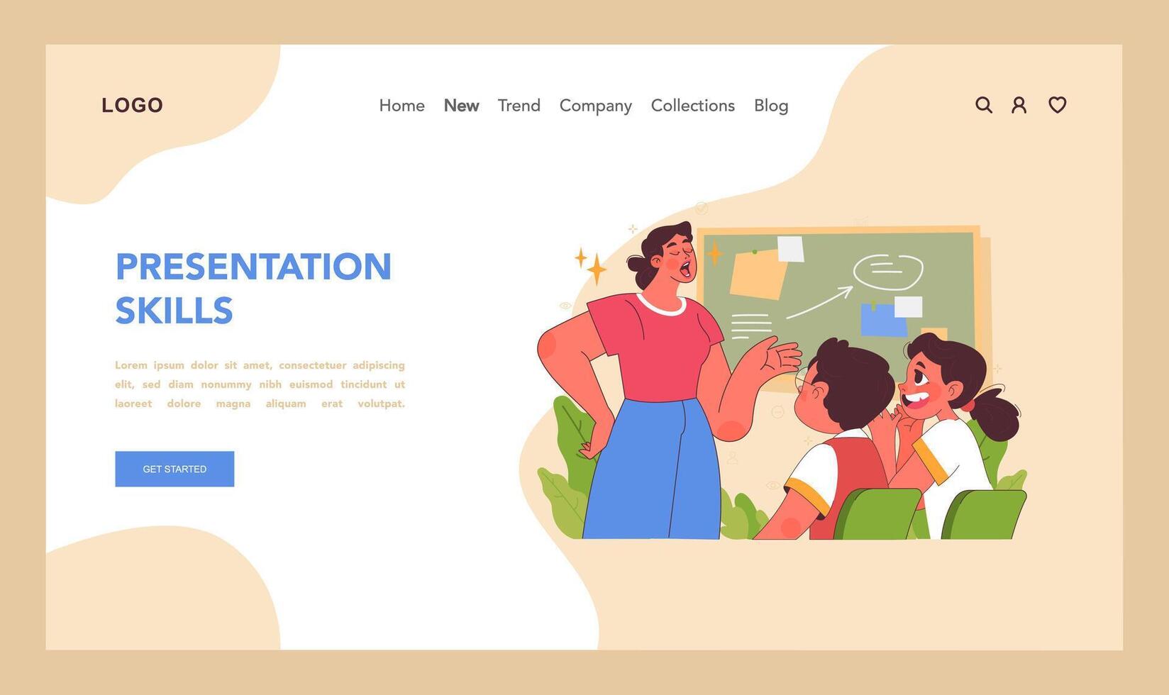 Presentation skills concept. Flat illustration vector