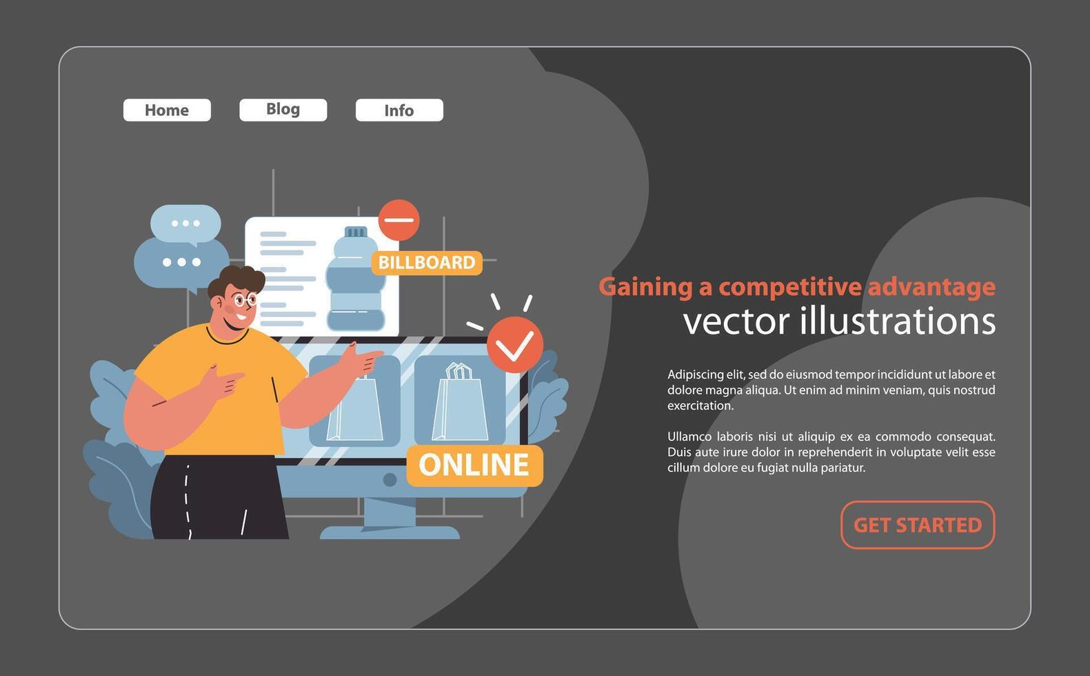 A savvy marketer confidently navigates between traditional. vector