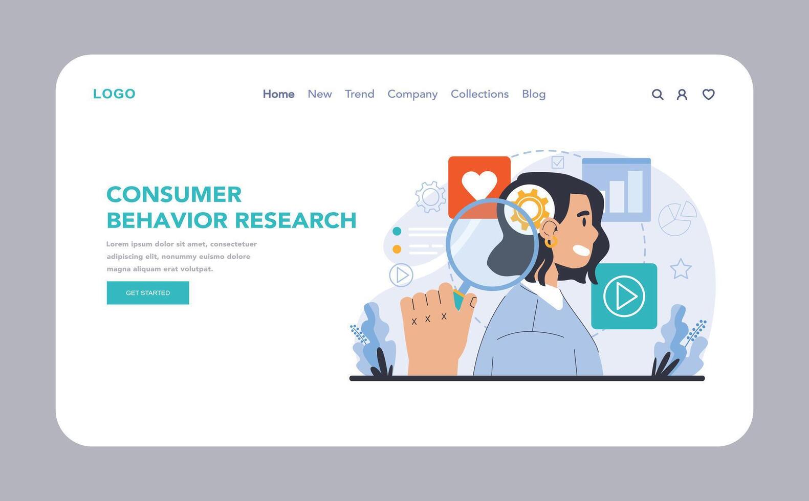 Trend watching web or landing. Specialist tracking new business vector