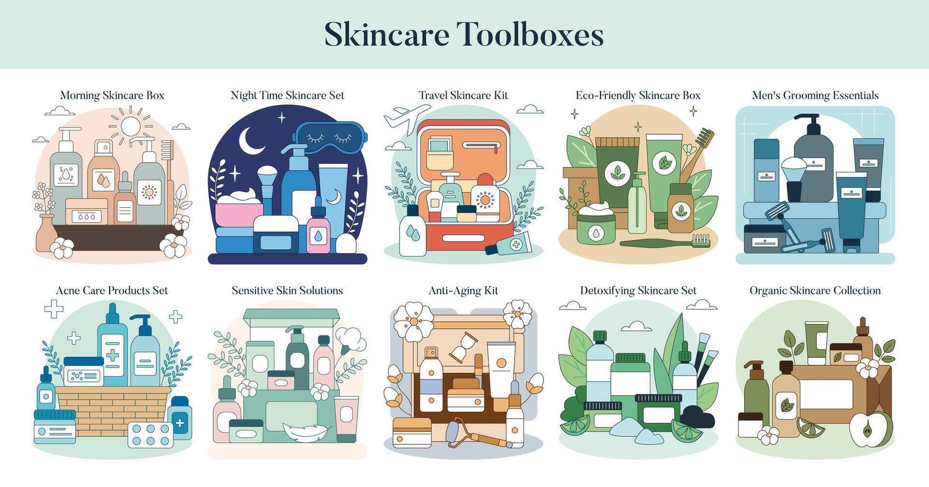 Skincare Toolbox. Flat Illustration vector