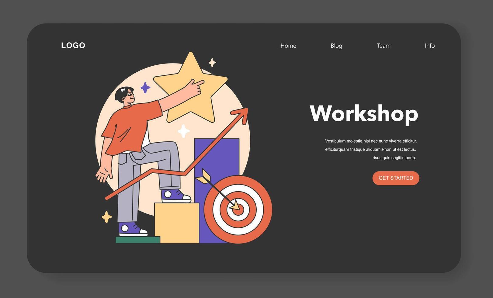 Training workshop web banner or landing page night or dark vector