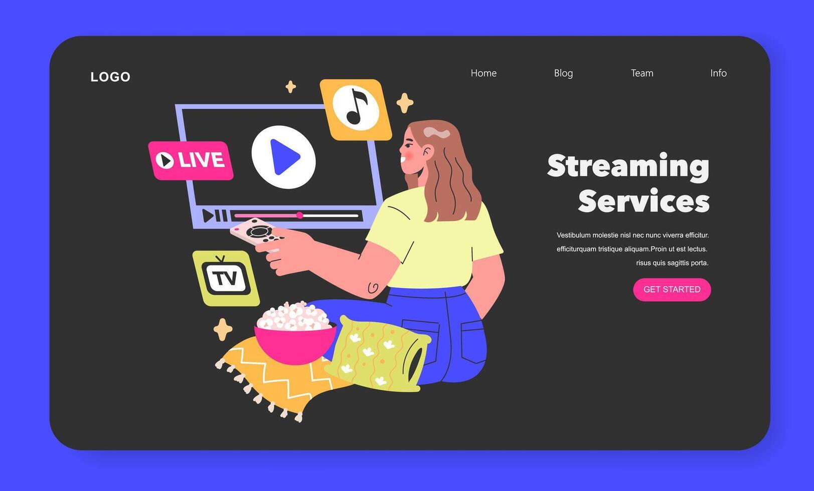Streaming Services concept Relaxed user curates personal entertainment from live streams to music with a remote in hand Homely digital leisure vibes illustration vector