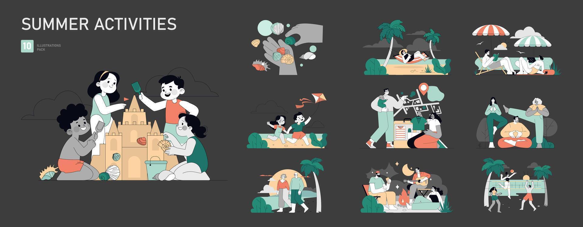 Summer Activities. Flat Illustration vector