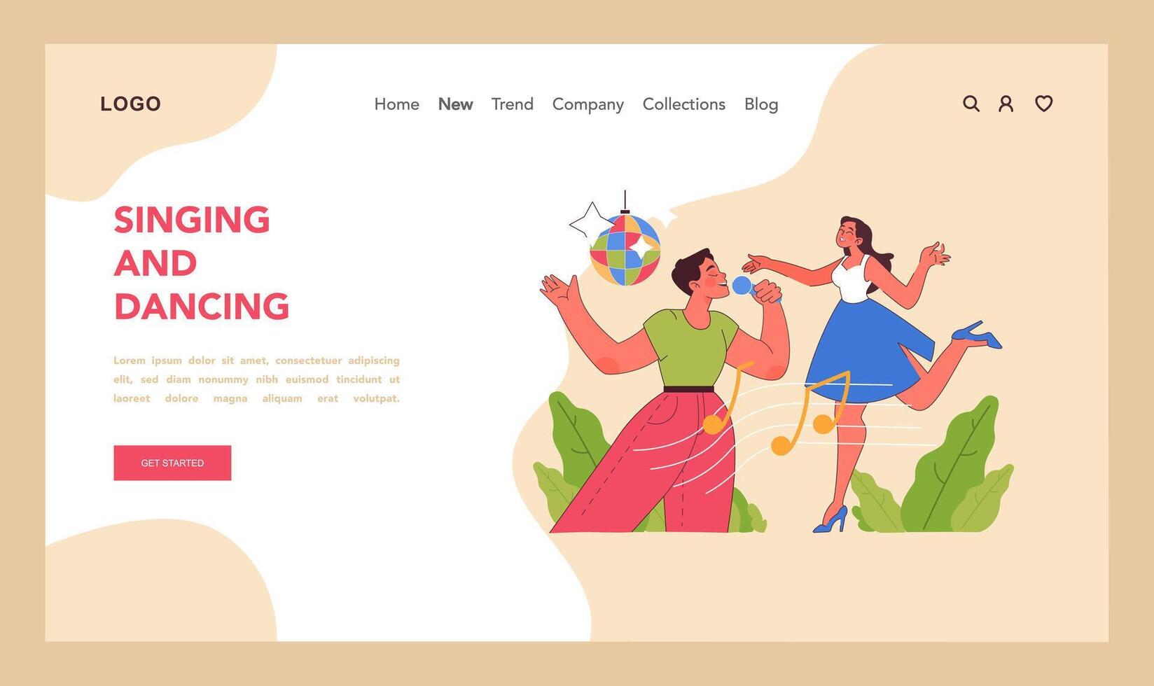 Singing and dancing concept. Flat illustration vector
