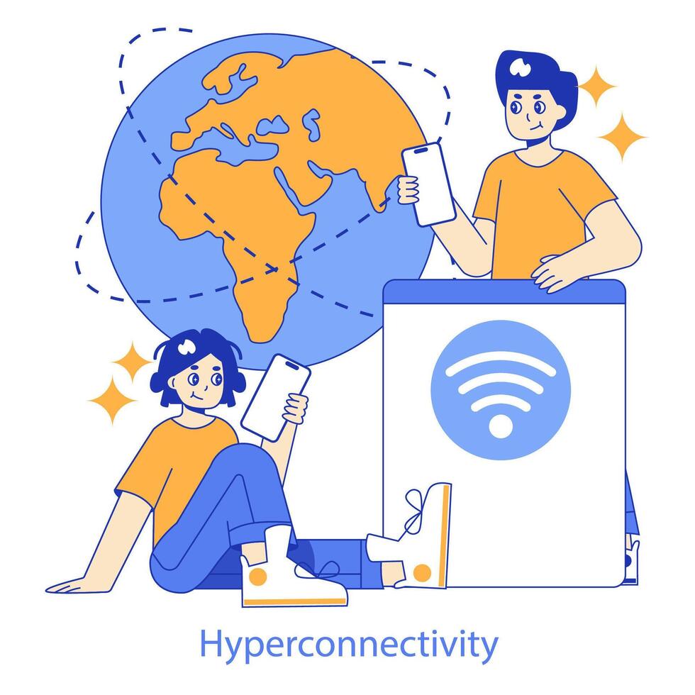 hyperconnectivity. Flat Illustration vector