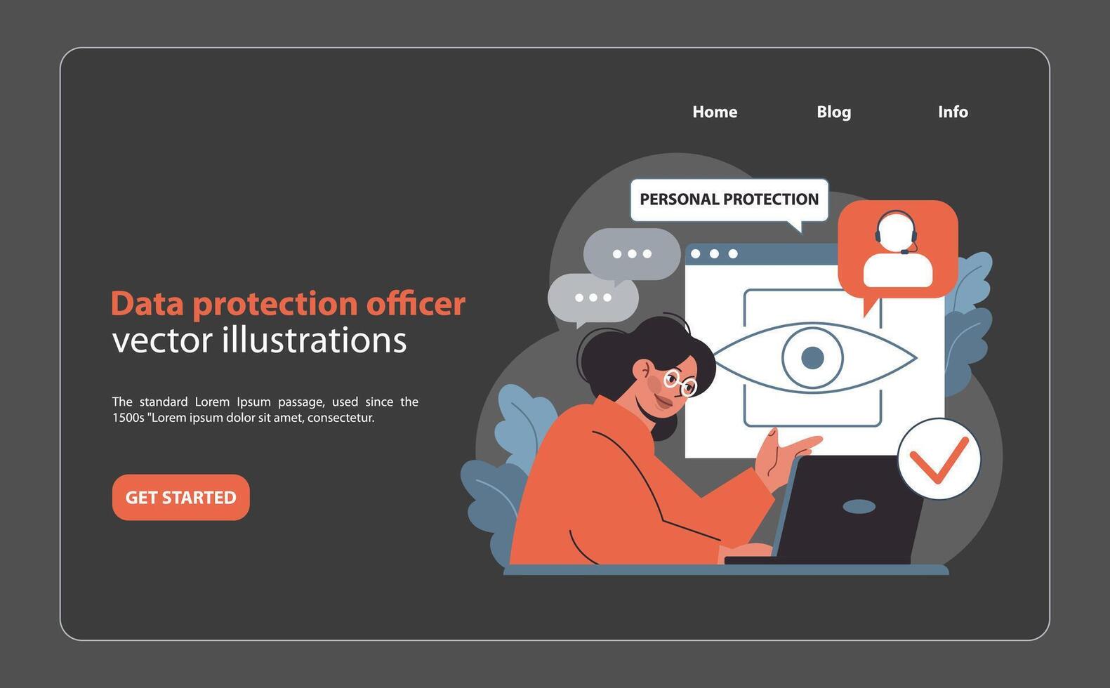 Data protection officer concept. Flat illustration. vector