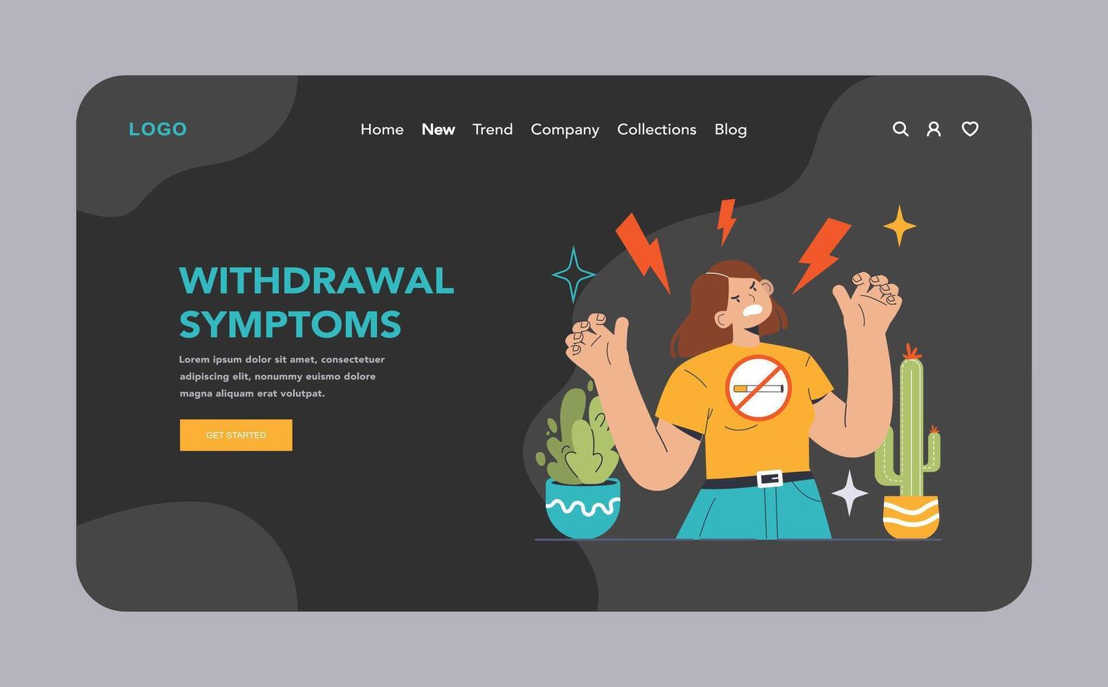 Withdrawal Symptoms concept. Flat illustration vector