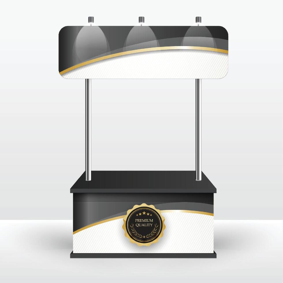 Luxury product display counter black gold Isolated from the white background. Display tables for sale. design illustration. vector