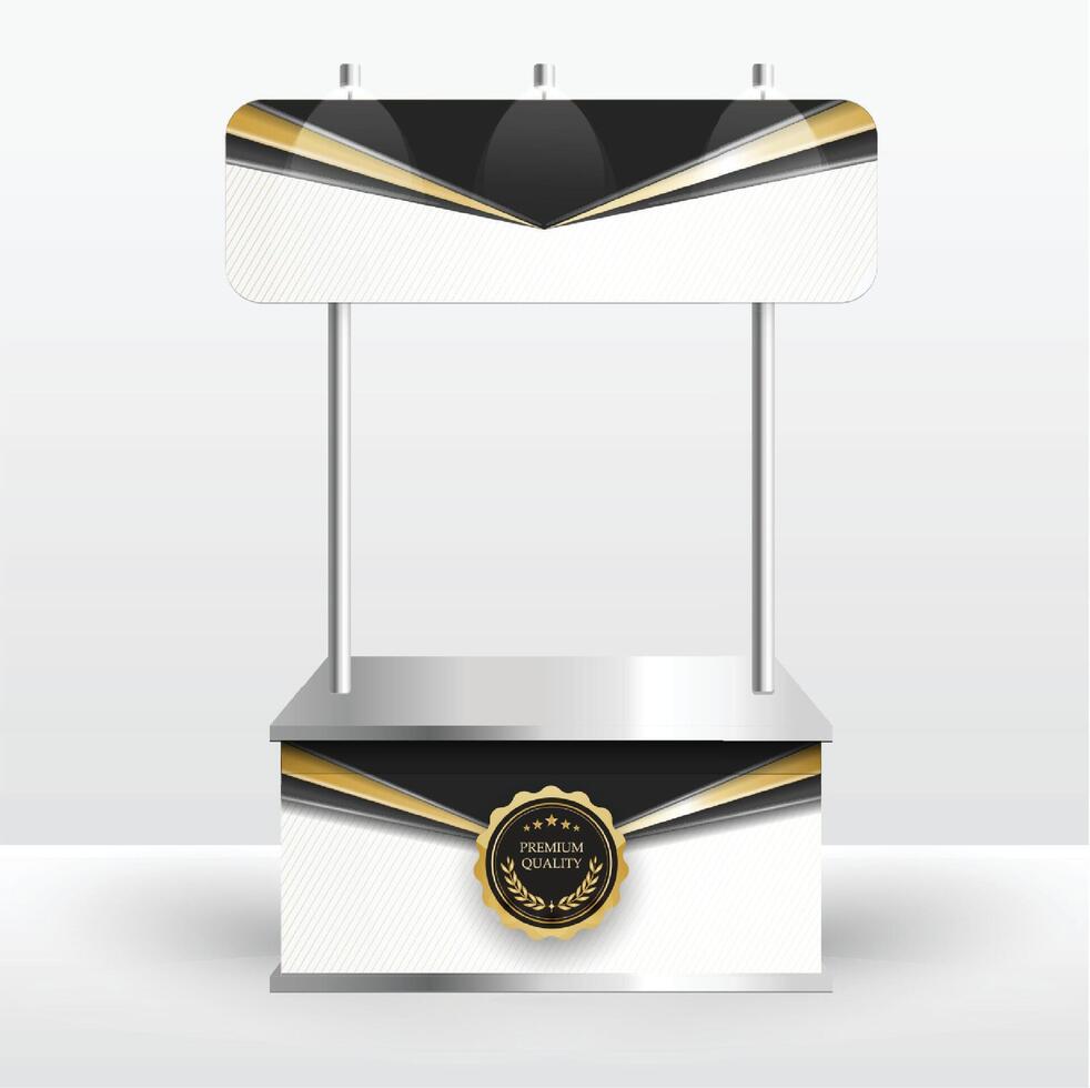 Luxury product display counter black gold Isolated from the white background. Display tables for sale. design illustration. vector