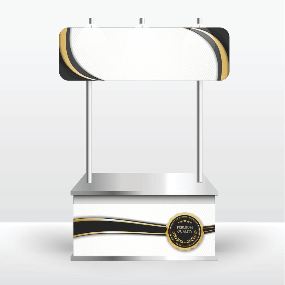 Luxury product display counter black gold Isolated from the white background. Display tables for sale. design illustration. vector