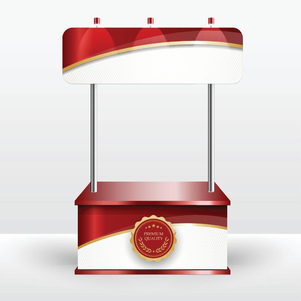Luxury product display counter red gold Isolated from the white background. Display tables for sale. design illustration. vector