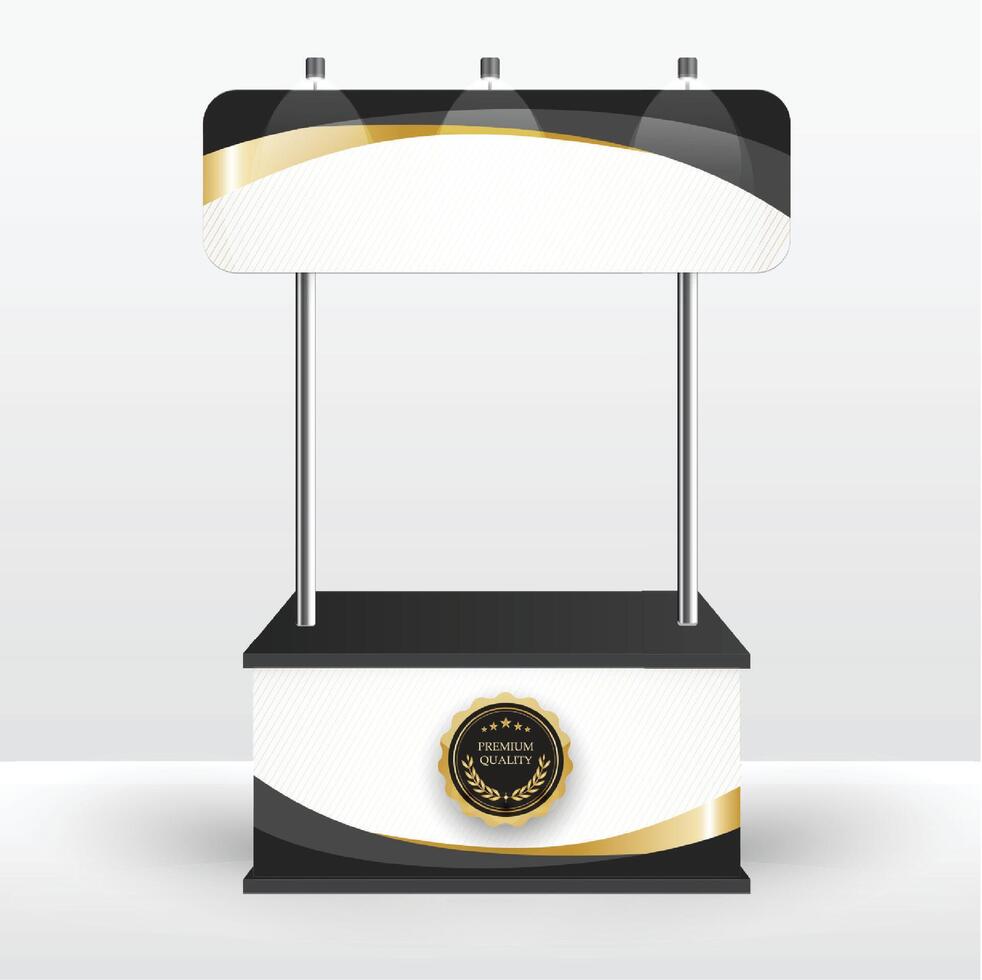Luxury product display counter black gold Isolated from the white background. Display tables for sale. design illustration. vector