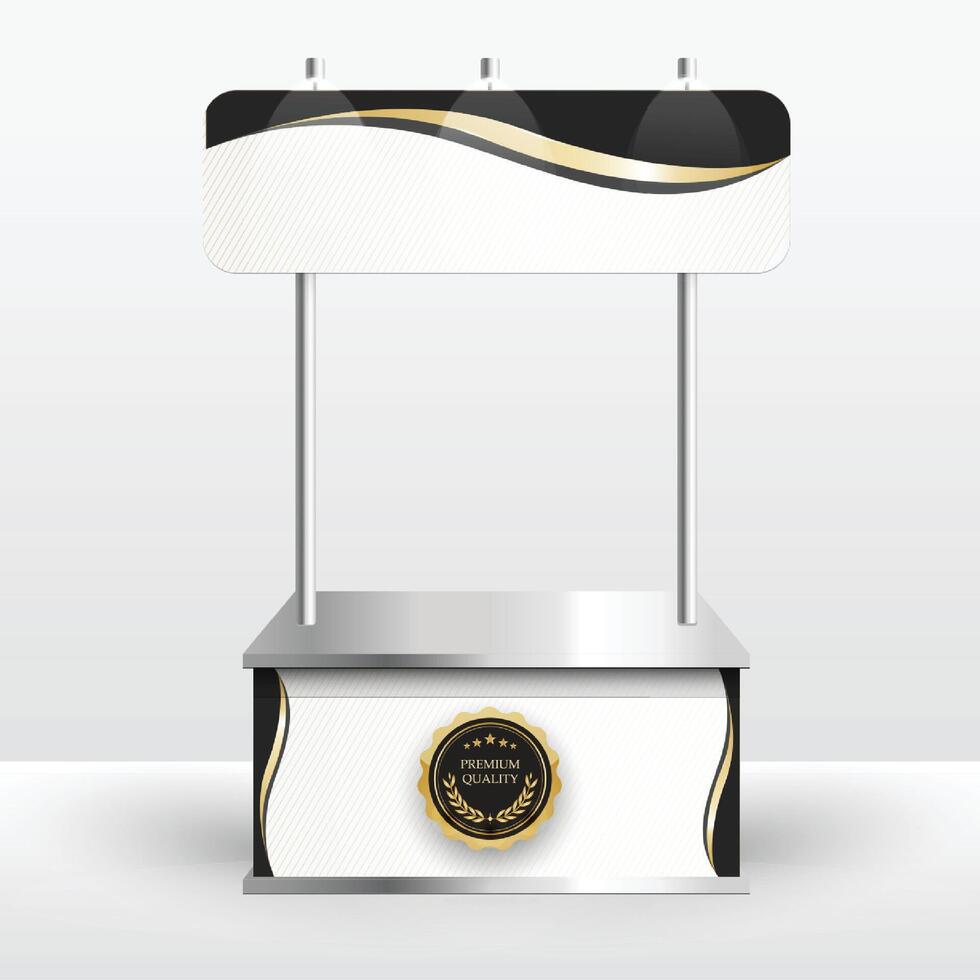 Luxury product display counter black gold Isolated from the white background. Display tables for sale. design illustration. vector