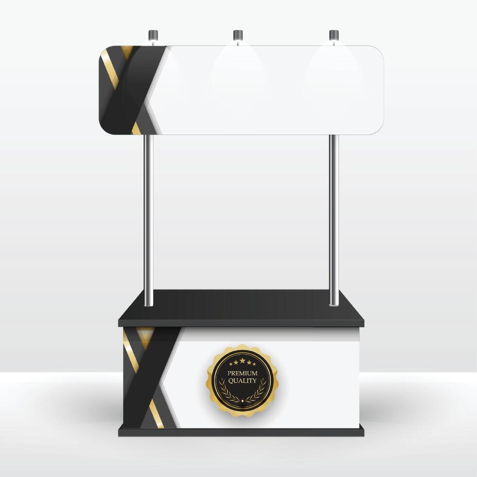 Luxury product display counter black gold Isolated from the white background. Display tables for sale. design illustration. vector