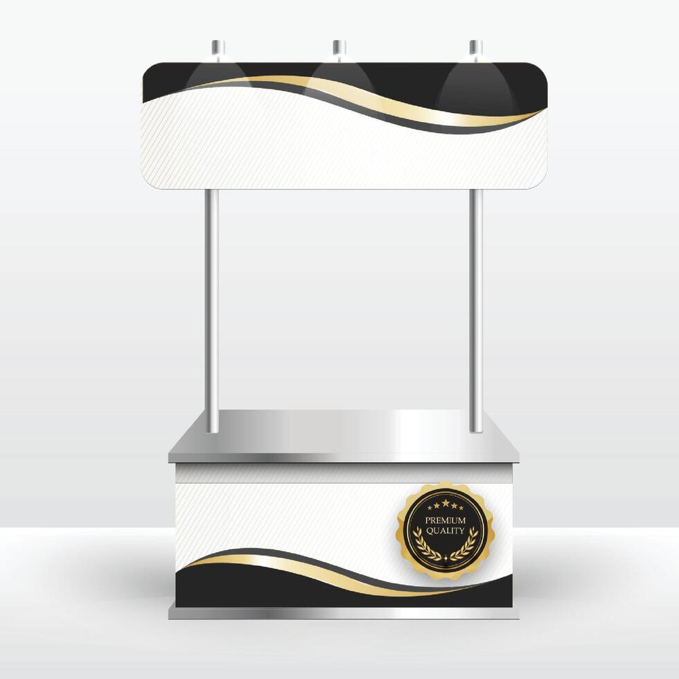 Luxury product display counter black gold Isolated from the white background. Display tables for sale. design illustration. vector