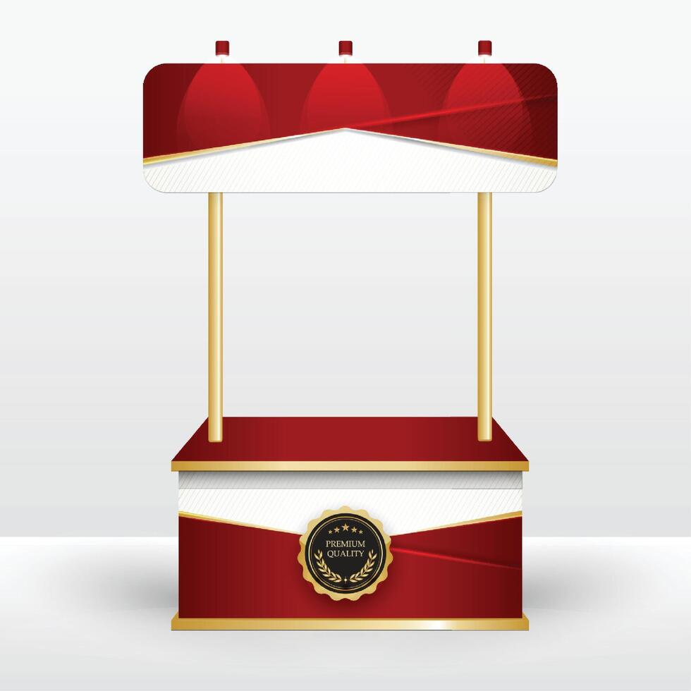 Luxury product display counter red gold Isolated from the white background. Display tables for sale. design illustration. vector