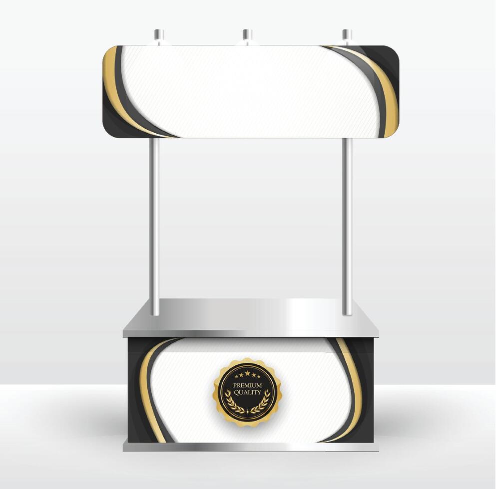 Luxury product display counter black gold Isolated from the white background. Display tables for sale. design illustration. vector