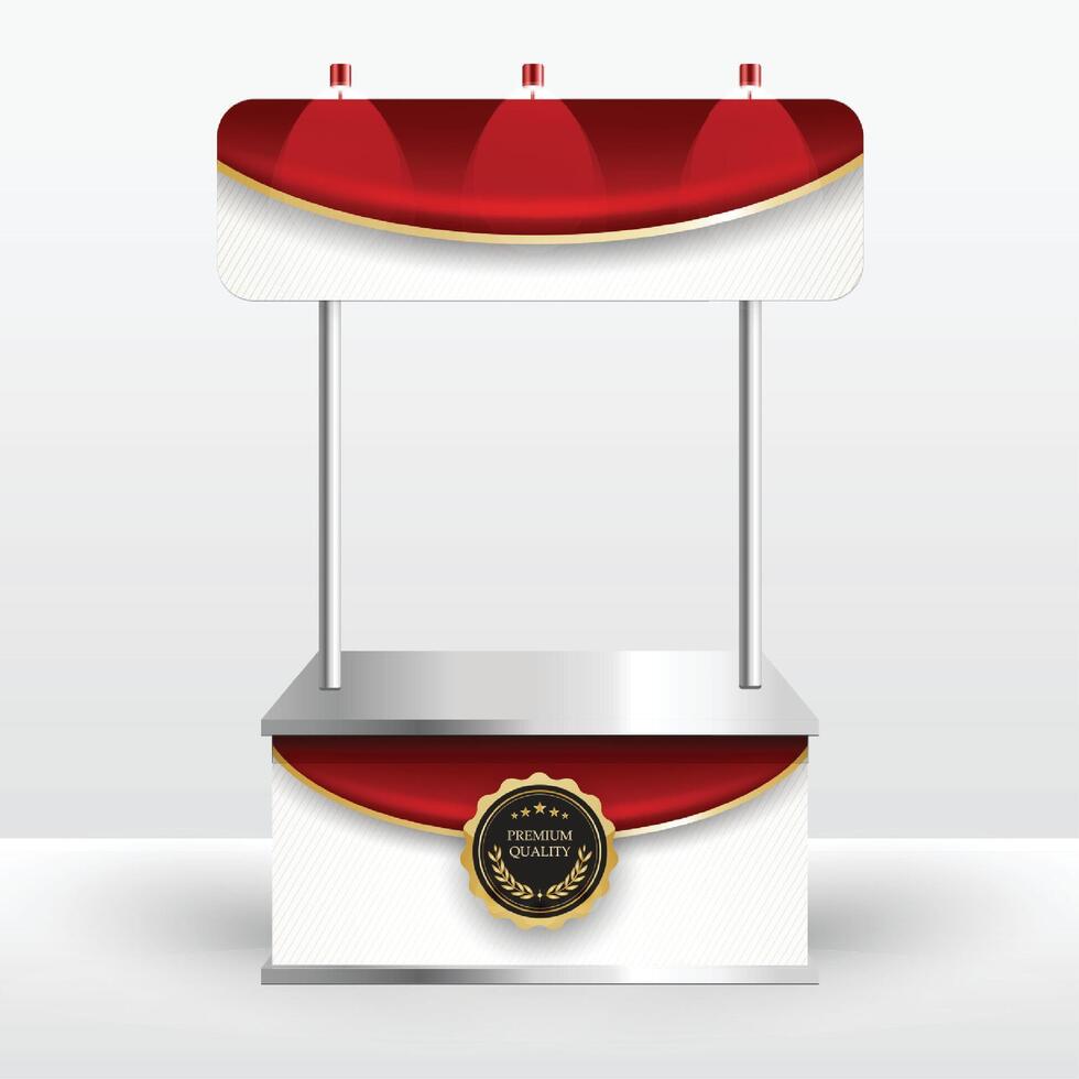 Luxury product display counter red gold Isolated from the white background. Display tables for sale. design illustration. vector