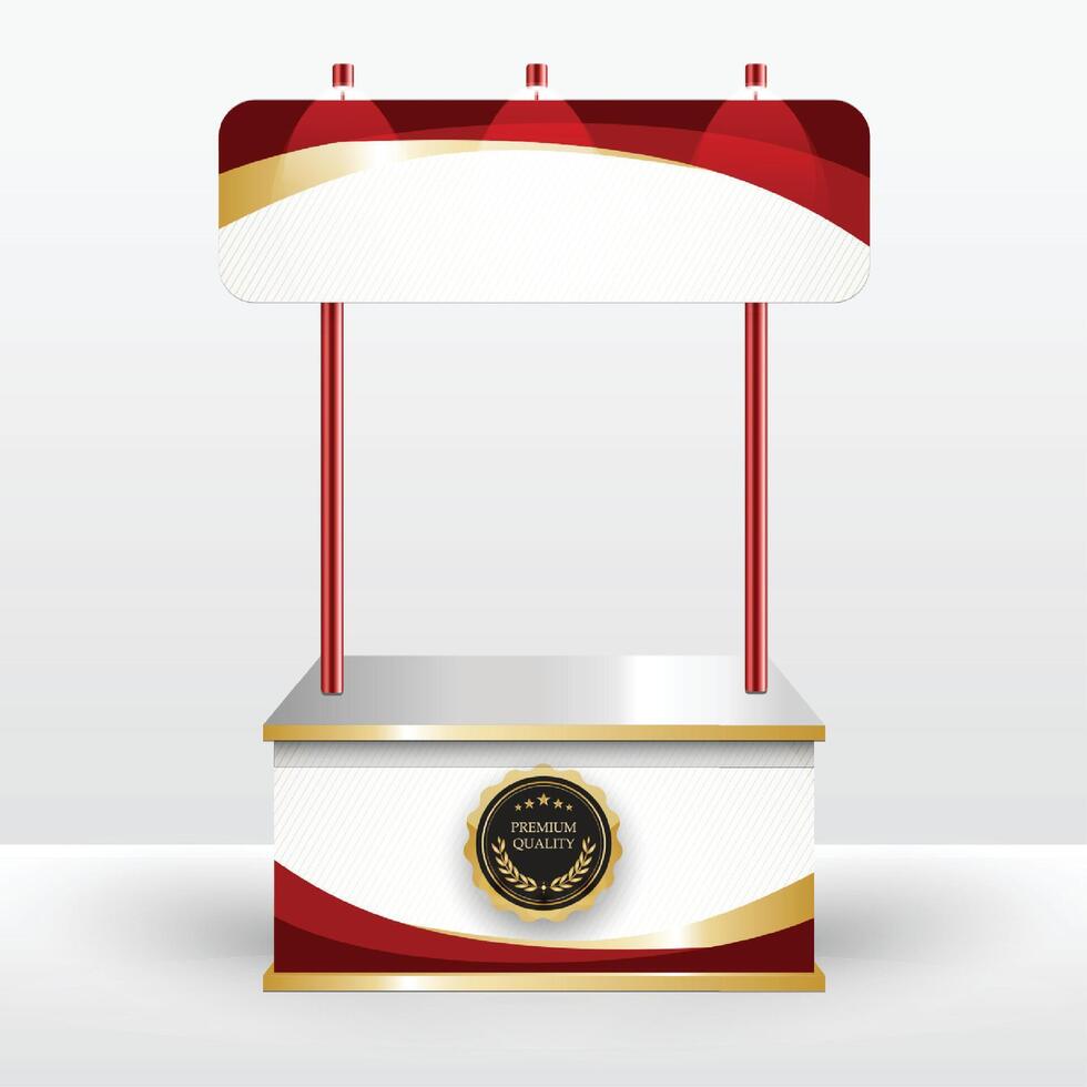 Luxury product display counter red gold Isolated from the white background. Display tables for sale. design illustration. vector