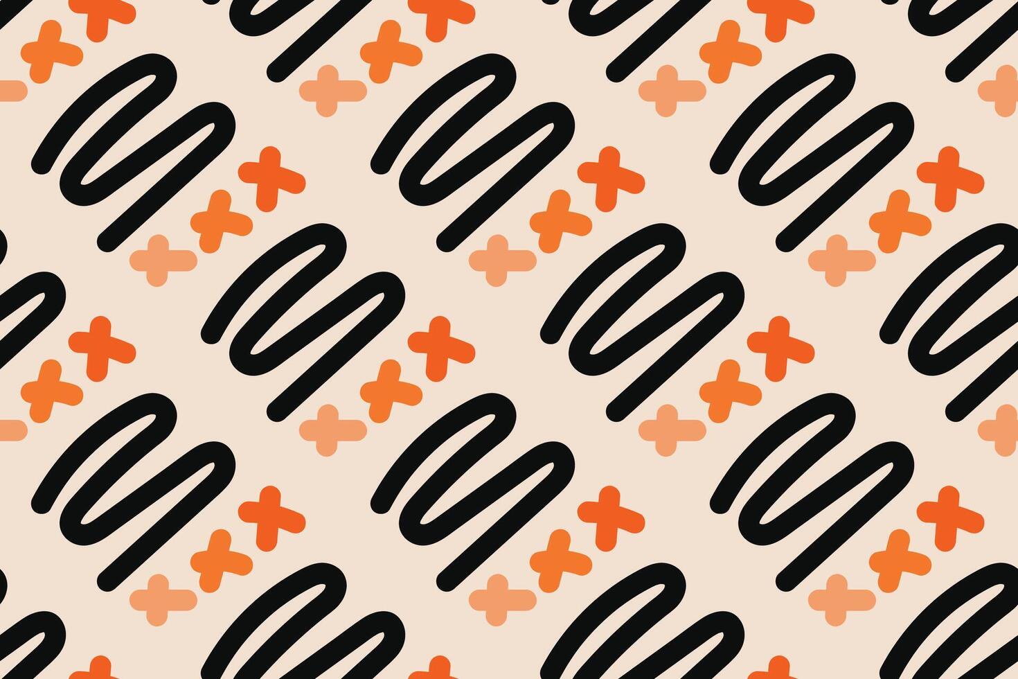 Fun colorful line doodle seamless pattern. Creative minimalist style art background for children or trendy design with basic shapes. Simple childish scribble backdrop. vector