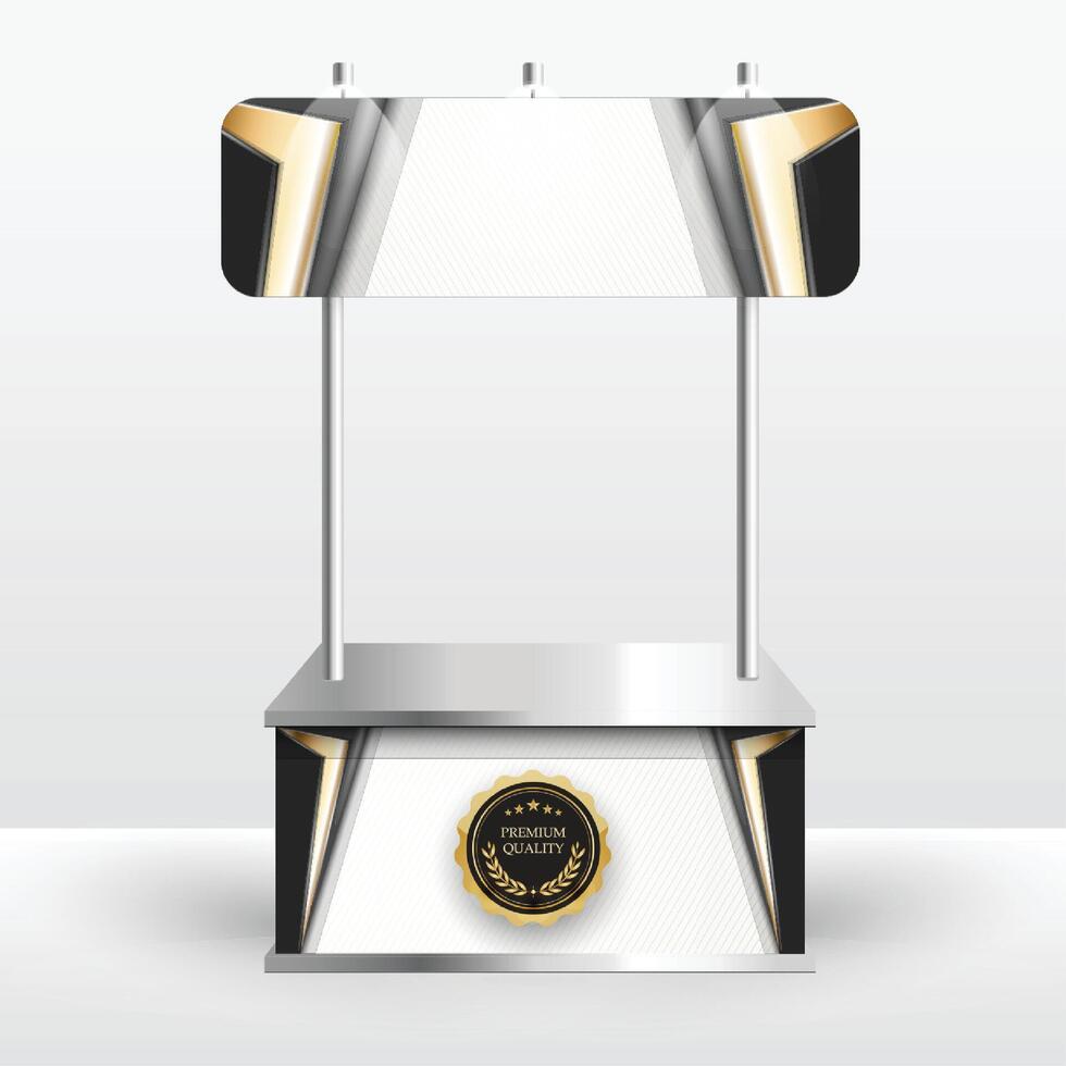 Luxury product display counter black gold Isolated from the white background. Display tables for sale. design illustration. vector