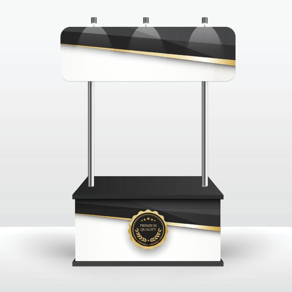 Luxury product display counter black gold Isolated from the white background. Display tables for sale. design illustration. vector