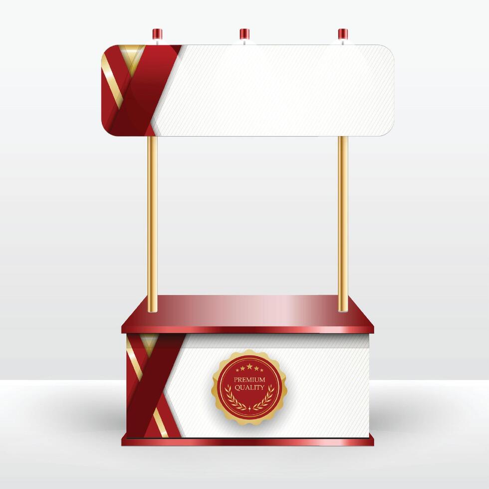 Luxury product display counter red gold Isolated from the white background. Display tables for sale. design illustration. vector