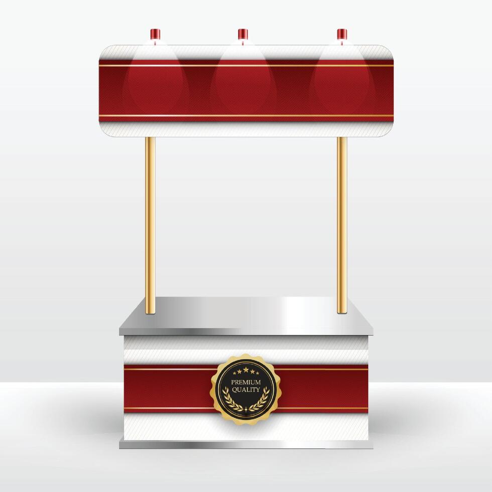 Luxury product display counter red gold Isolated from the white background. Display tables for sale. design illustration. vector