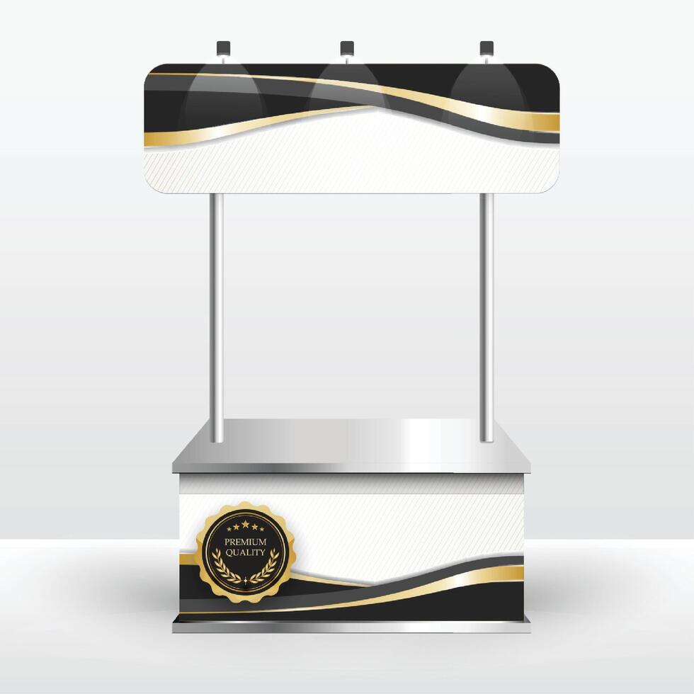 Luxury product display counter black gold Isolated from the white background. Display tables for sale. design illustration. vector