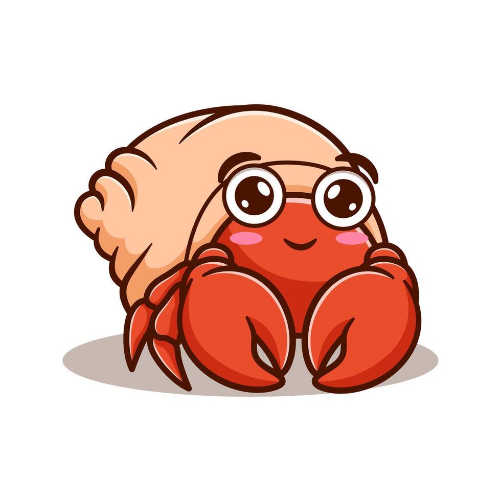 cute and kawaii hermit crab cartoon illustration design vector
