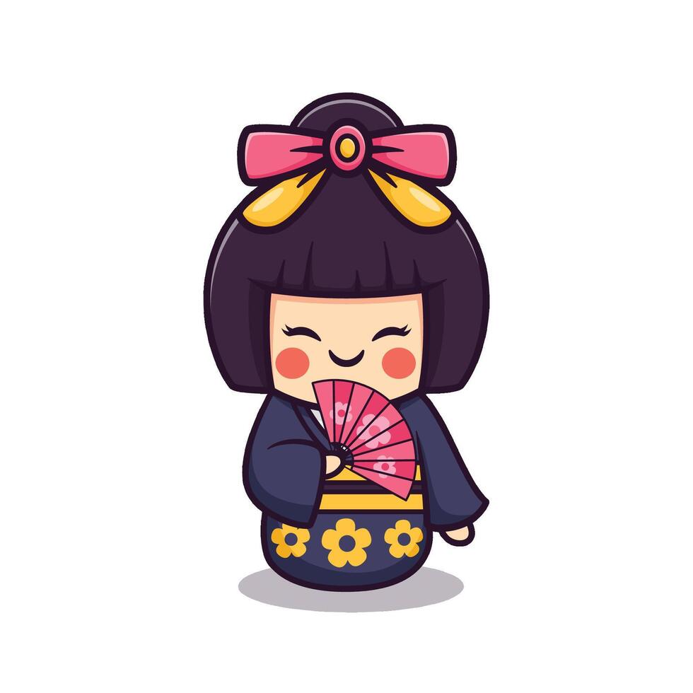 cartoon illustration design of kokeshi doll vector