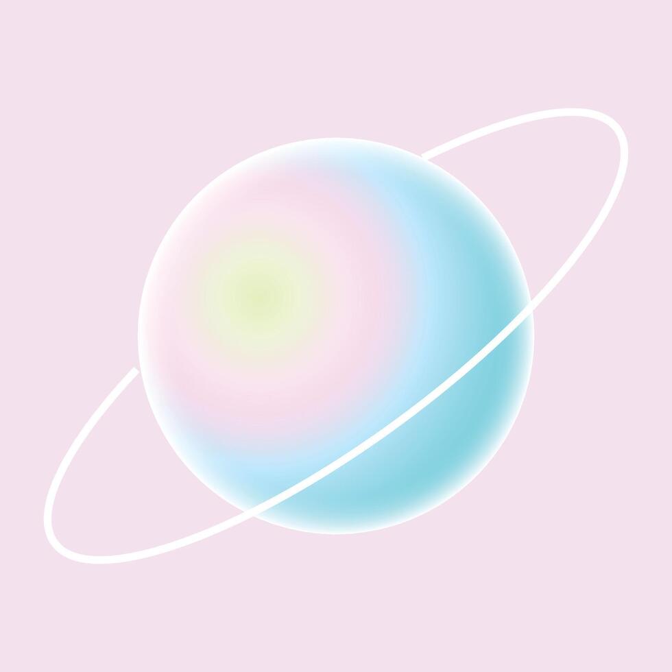 Funny ultra soft Planet with ring around isolated on pink background Pastel colors vector