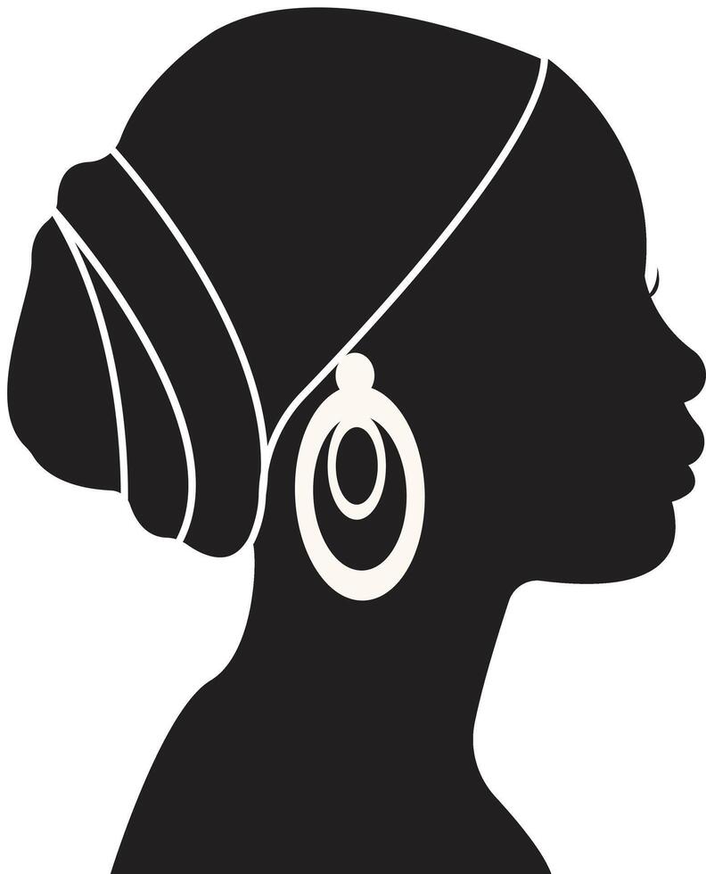 Black Women's History Month Silhouette with Some Accessories. Isolated Black Silhouette vector