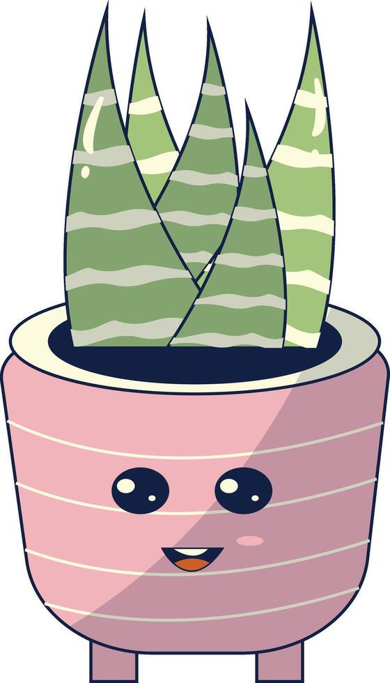 Kawaii Expression Potted Cactus. in Cute Cartoon Design and Shapes. Isolated Illustration. vector