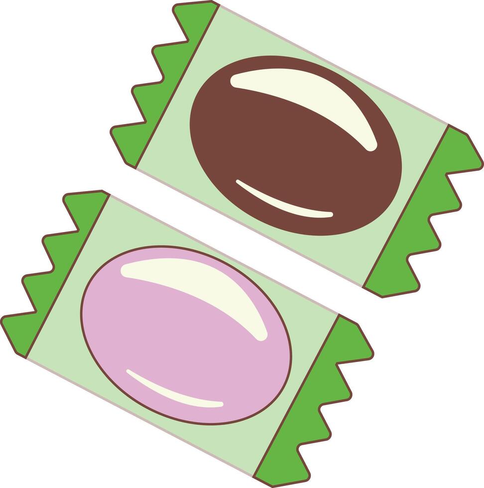 Delicious Sweet Candy with Cartoon Design Style. Cartoon Wrapped Candy on White Background. vector