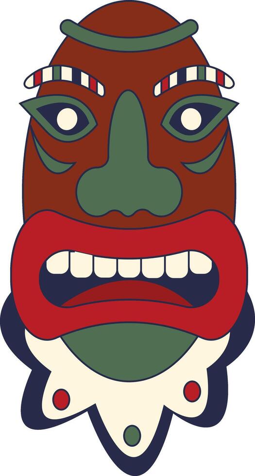 Tiki God Mask Cartoon in Flat Design Style Isolated on White Background. vector