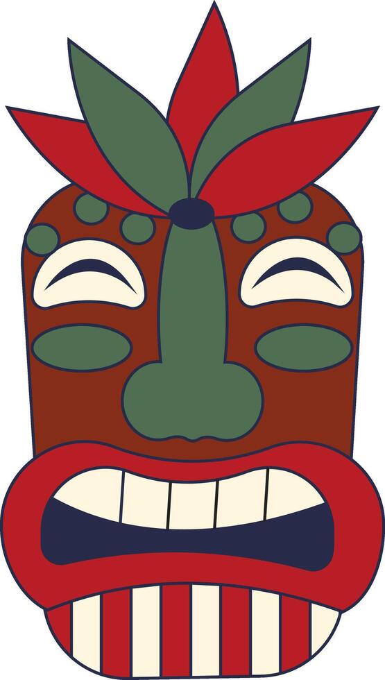 Tiki God Mask Cartoon in Flat Design Style Isolated on White Background. vector
