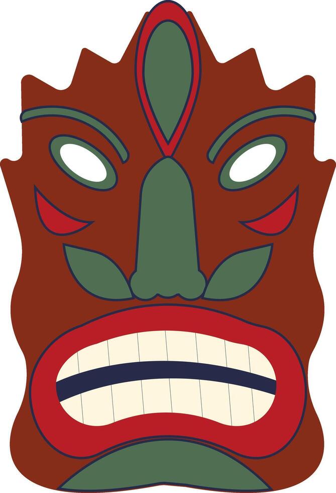 Tiki God Mask Cartoon in Flat Design Style Isolated on White Background. vector