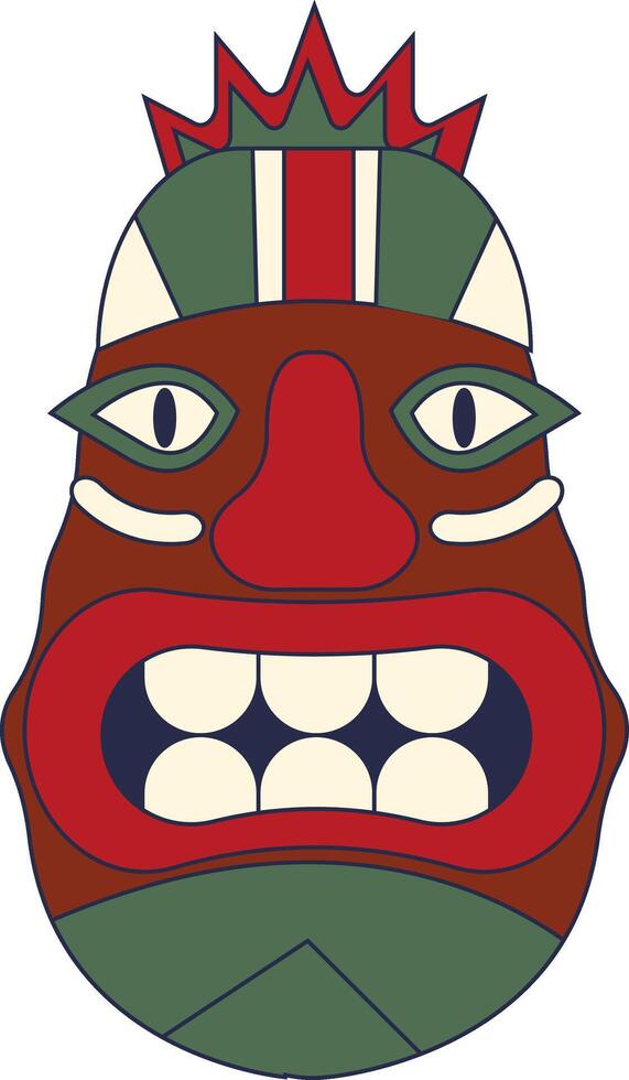 Tiki God Mask Cartoon in Flat Design Style Isolated on White Background. vector