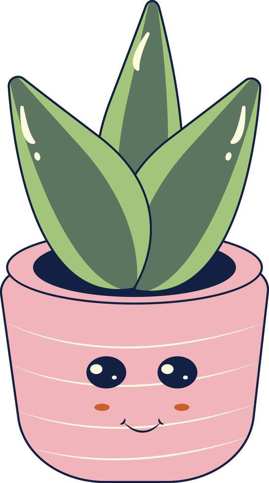 Kawaii Expression Potted Cactus. in Cute Cartoon Design and Shapes. Isolated Illustration. vector