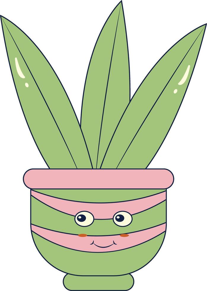 Kawaii Expression Potted Cactus. in Cute Cartoon Design and Shapes. Isolated Illustration. vector