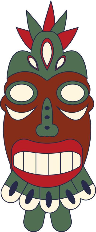 Tiki God Mask Cartoon in Flat Design Style Isolated on White Background. vector